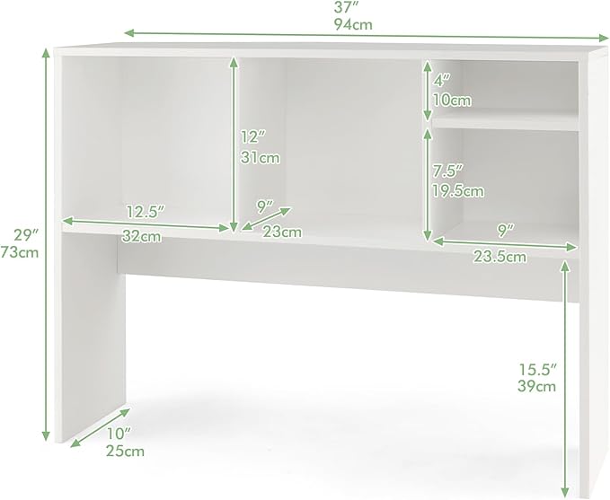 Desktop Bookshelf, 3-Tier Wood Countertop Bookcase with 5 Shelves, Desk Hutch for College Dorm, Multipurpose Desk Organizer Shelf Display Rack for Home Office, Hutch Top Only