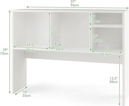 Desktop Bookshelf, 3-Tier Wood Countertop Bookcase with 5 Shelves, Desk Hutch for College Dorm, Multipurpose Desk Organizer Shelf Display Rack for Home Office, Hutch Top Only