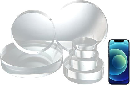 CiaoHER 2in Thickness 11in Diameter Acrylic Disc Display Block Clear Polished Round Pedestal Stand Riser 11" x 2", 1 Pack
