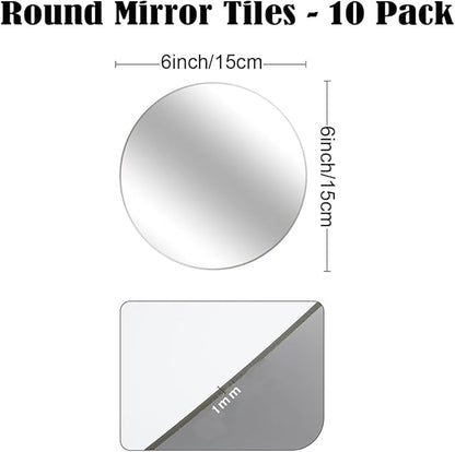 10 Pack Round Mirrors for Centerpieces, 6" Small Circle Mirror Centerpieces for Tables, Mirror Tiles for Wall Table Wedding Centerpieces Mirror Plates for Candle Wedding Decorations (6inch/15cm)