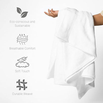 100% Cotton Herringbone Weave Blankets, 90"X90" Queen, Throw Blanket for Bed, All Season Cotton Blanket, Cozy Blanket,Throws & Bed Blanket, Throw Blanket for Couch, Modern Home Decor - White