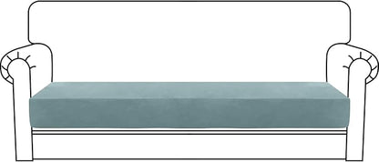 MAXIJIN Velvet Stretch Couch Cushion Covers Soft Sofa Cushion Cover Replacement Sofa Seat Slipcovers Furniture Protector with Elastic Bottom (1 Piece Sofa Seat Slipcovers, Dusty Blue)