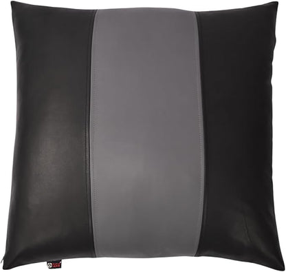 D DOLLY LAMB Lambskin Leather Pillow Cover - Sofa Cushion Case - Decorative Throw Covers for Living Room & Bedroom, 20x20 Inches - Black & Grey Plain