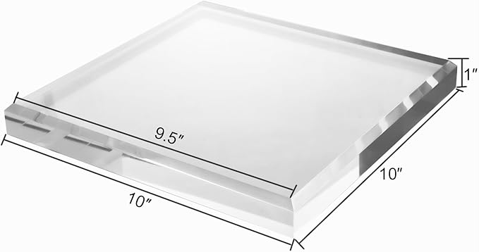 CiaoHER 1in Thickness Beveled Acrylic Square Display Block Clear Polished Pedestal Stand Riser (10x10, 1pack)