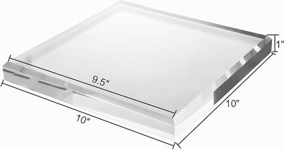 CiaoHER 1in Thickness Beveled Acrylic Square Display Block Clear Polished Pedestal Stand Riser (10x10, 1pack)