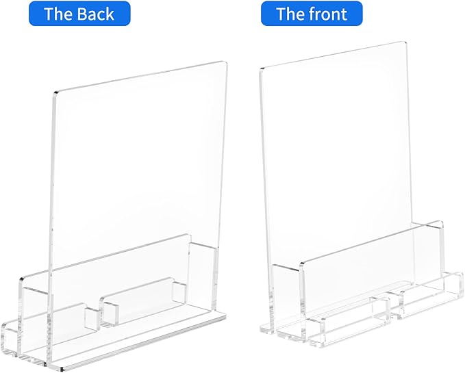 NIUBEE 2-Pack Acrylic Brochure Holder 8.5*11 inches , Clear Brochure Display Stand with Acrylic Business Card Holder, Plastic Flyer Display Stand for Magazine, Pamphlet, Booklets, Menu, Journals