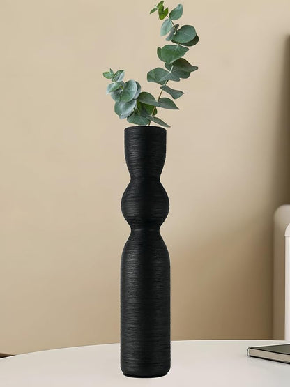 Tall Black Vase 15 Inch Tall Skinny Vases, Handmade Ceramic Flower Vase Modern Minimalist Style Decor for Living Room, Home, Office, Centerpiece,Table and Wedding Party - Black