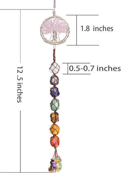 Anjiucc Handmade Crystal Window Car Hanging Ornaments 7 Chakra Home Ornament Yoga Meditation Car Decoration（A-Style 14）