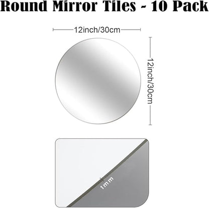 10 Pack Round Mirrors for Centerpieces, 12inch Circle Mirror Centerpieces for Tables, Mirror Tiles for Wall Table Wedding Centerpieces Mirror Plates for Candle Wedding Decorations DIY Craft