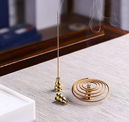 Miupoo Incense Holder, Coil Incense Burner, Incense Cone Burner, Incense Sticks Burner, 3 Styles Brass,6 Pieces