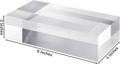 CiaoHER 2in Thickness Solid Acrylic Cube Display Block Clear Polished Pedestal Stand Riser Solid Base 2" x 4" x 8", 1 Pack