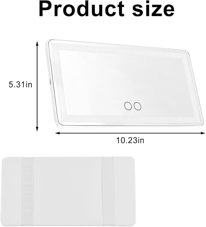 LED Car Sun Visor Vanity Mirror, Dimmable Rechargeable Vehicle Touch Screen Cosmetic Mirror with 3 Light Modes & 60LEDs, Auto Interior Rear View Makeup Accessories, Universal Fit (White)