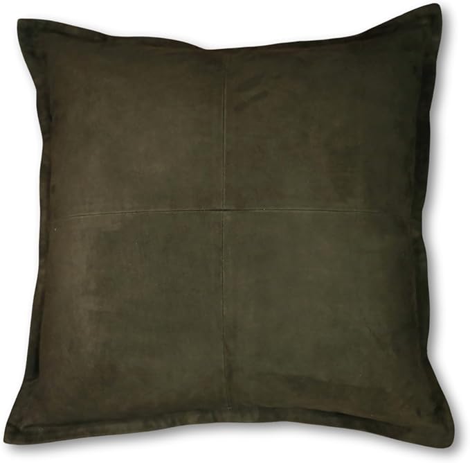 LL LEATHER LOVERS Genuine Suede Leather Pillow Cover, 16x16 Inch Case for Lumbar Throw Couch Pillows, Thick & Soft Cushion Covers for Sofa Bed Home Decor (Suede Deep Forest Green Box Pack of 1)