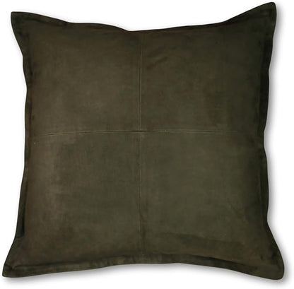 LL LEATHER LOVERS Genuine Suede Leather Pillow Cover, 16x16 Inch Case for Lumbar Throw Couch Pillows, Thick & Soft Cushion Covers for Sofa Bed Home Decor (Suede Deep Forest Green Box Pack of 1)