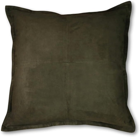 LL LEATHER LOVERS Genuine Suede Leather Pillow Cover, 16x16 Inch Case for Lumbar Throw Couch Pillows, Thick & Soft Cushion Covers for Sofa Bed Home Decor (Suede Deep Forest Green Box Pack of 1)