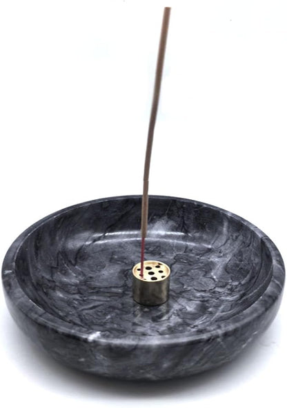 Natural Marble Incense Burner, Stick and Reflux Incense Holder, Handmade Stick Incense Burner, Ideal for Incense Smoking, Incense Burning and Decoration (Extra Large 5.91inBlack)