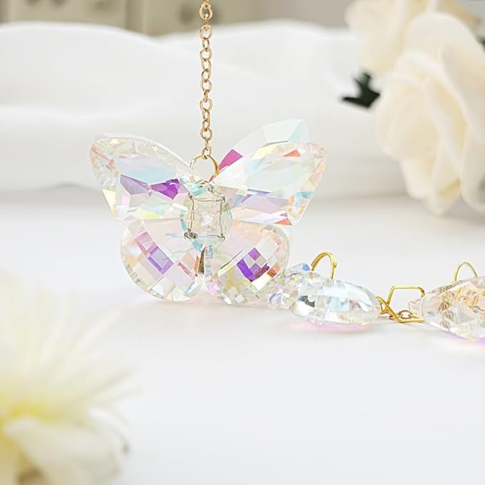 Butterfly Crystal Sun Catcher Window Hanging Decoration Garden Rainbow Maker for Home Car Decoration