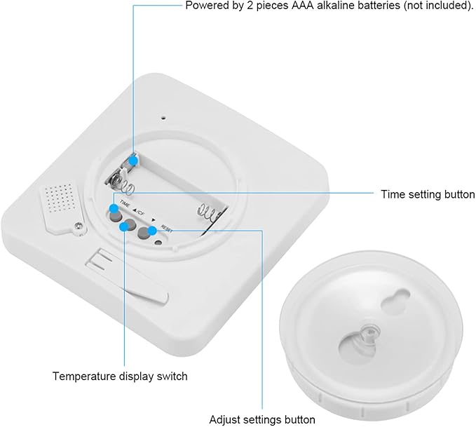 Waterproof Digital Shower Clock, Bathroom Wall Clock with Countdown Timer, Temperature & Humidity Display, Magnetic Back & Suction Cup for Bathroom, Kitchen, Spa