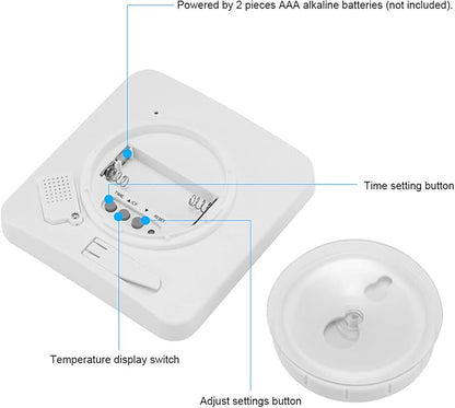 Waterproof Digital Shower Clock, Bathroom Wall Clock with Countdown Timer, Temperature & Humidity Display, Magnetic Back & Suction Cup for Bathroom, Kitchen, Spa