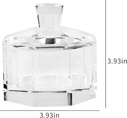 Crystal Candy Dish with Lid Hand-Cut Home Decorative Jewelry Box/Jar W 5" x H 5" with Multi-faceted, Comes With Gift Box