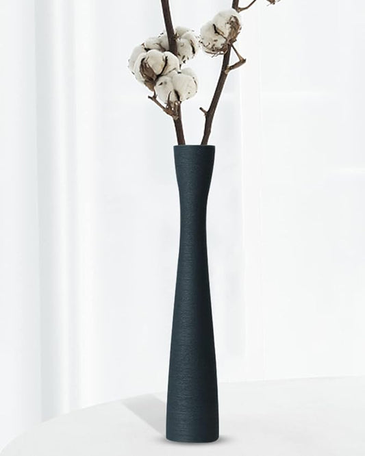 16.5 Inch Tall Skinny Ceramic Flower Vase, Dark Gray, 100% Handmade, Excellent Quality, Ideal for Home Decoration, Wedding, Birthday, Event, Centerpiece, Table, Floor Vase