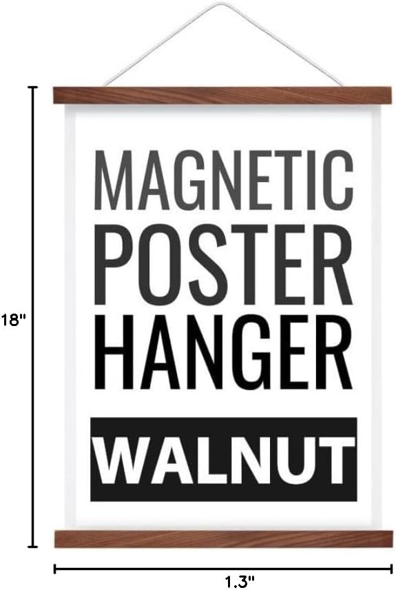 HONKKI Magnetic Poster Hanger Frame for 18x24 18x18 18x12 Movie Music Posters Wall Art,Walnut Wood Picture Frames for Canvas Diamond Map Decor, Living Room Calendar Banner Tapestry Photo Hanging Stand