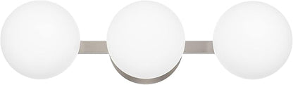 Bathroom Vanity Light Fixtures, Modern 3 Lights Globe Wall Sconce Lighting Brushed Nickel, Porch Wall Mount Light Fixture for Bathroom, Mirror Cabinets Hallway Stairs