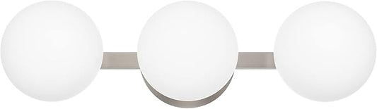 Bathroom Vanity Light Fixtures, Modern 3 Lights Globe Wall Sconce Lighting Brushed Nickel, Porch Wall Mount Light Fixture for Bathroom, Mirror Cabinets Hallway Stairs