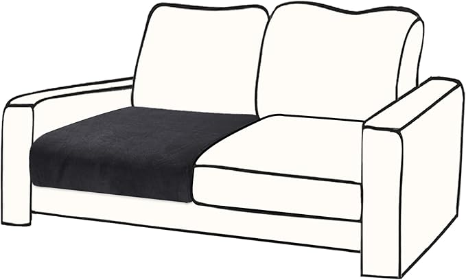 Couch Cushion Cover Velvet 1 Piece Seat Cushion Cover Stretch Armchair Cover Separate Sectional Sofa Slipcovers Furniture Protector (1-Seater or Sofa Backrest, Black)