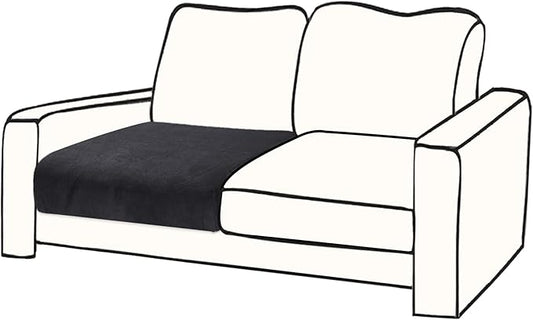 Couch Cushion Cover Velvet 1 Piece Seat Cushion Cover Stretch Armchair Cover Separate Sectional Sofa Slipcovers Furniture Protector (1-Seater or Sofa Backrest, Black)
