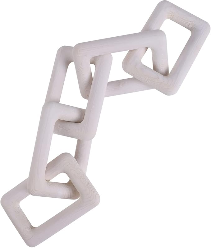 Ochine Wood Chain Link Decor 2 Link Decorative Chain Knot Hand Carved Pine Wood Chain Decor Modern Farmhouse Coffee Table Decor Wooden Rustic Chain Decor Boho Bead Garland for Living Room Bedroom