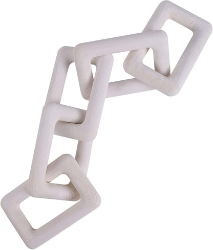 Ochine Wood Chain Link Decor 2 Link Decorative Chain Knot Hand Carved Pine Wood Chain Decor Modern Farmhouse Coffee Table Decor Wooden Rustic Chain Decor Boho Bead Garland for Living Room Bedroom
