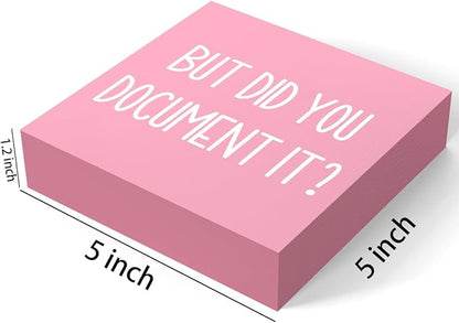 mmiishe But Did You Document It Wooden Box Sign Decorative Funny Office Wood Box Sign Home Office Decor Rustic Farmhouse Square Desk Decor Sign for Shelf Pink