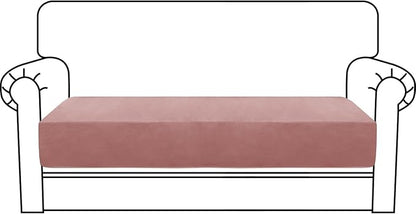 MAXIJIN Velvet Stretch Couch Cushion Covers Soft Loveseat Cushion Cover Replacement Sofa Seat Cushion Slipcovers RV Protector with Elastic Bottom (1 Piece Loveseat Cushion Cover, Dusty Pink)