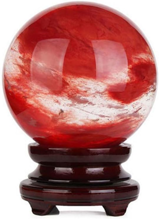 Natural Red Melting Healing Crystal Gemstone Sphere Ball for Reiki Balancing Meditation Energy Home and Office Decoration (6cm, Artificial Crystal)