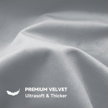 QUORGVES Light Grey Velvet Pillow Covers 24x24 Inch Set of 2, Soft Solid Decorative Square Throw Pillow Covers, Decor Cushion Covers for Bed Sofa Couch Bedroom Living Room - Light Gray