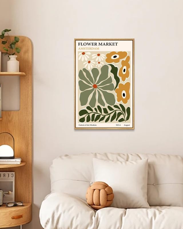 Zzuyi Framed Flower Market Wall Art,Vintage Flower Pictures,Abstract Colorful Flower Painting for Bedroom Living Room Dorm Gallery 12x16 Inch