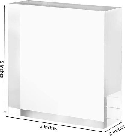 CiaoHER 2in Thickness Solid Acrylic Cube Display Block Clear Polished Pedestal Stand Riser Solid Base 2'' x 5" x 5", 1 Pack
