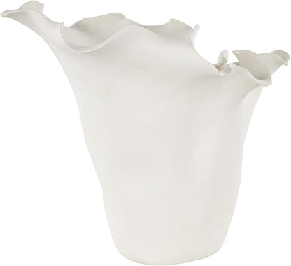 Deco 79 Ceramic Floral Decorative Vase, Abstract Floral Inspired Centerpiece, Flower Vase for Home Decoration, Cream, 10" x 10" x 10"