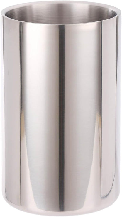 Double Wall Utensil Holder - 304 Stainless Steel Sleek Kitchen Utensil Holder for Countertop, Spatula Spoon Storage Organizer, Large Cooking Utensil Caddy Counter, Shining Utensil Crock, Mirror Polish