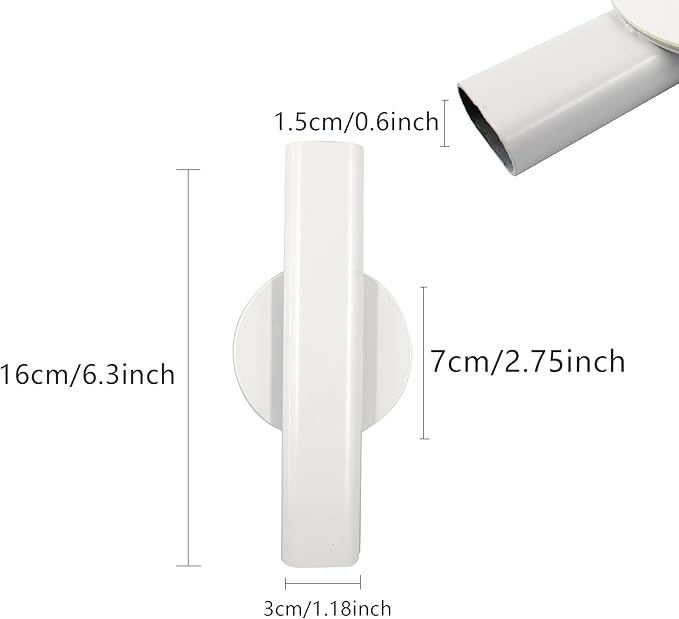 6.3" Wall-Mounted Flower Tube, Top/Bottom Open Vase, Adhesive Metal Flower Open Tube Decoration Holder for Flower Display, Home Office Living Room Bedroom Decoration, 2pcs(White)
