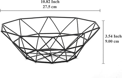 HOMQUEN Fruit Basket, Fruit Bowl, Metal Wire Fruit Basket for kitchen, Fruit Bowl for Kitchen Counter, Basket for Fruits, Vegetables, Breads, Snacks, Kitchen Gadgets (Square Short, Black)