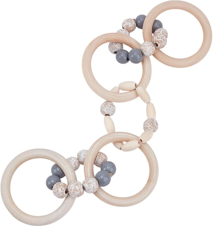 WADORN Wood Pendants Chain Link Decor 7 Link Natural Wood Knot Beads Garland Set Boho Rustic Farmhouse Elegant Decorative Wooden Knot Chain for Living Room Desk Table Fireplace Entryway Bookshelf