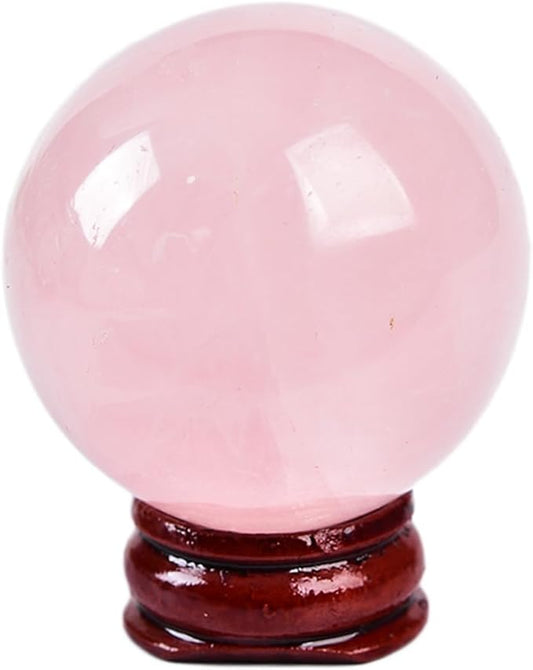 JIC Gem Natural Pink Rose Quartz Ball Sphere with Base,Class 1，4-5cm