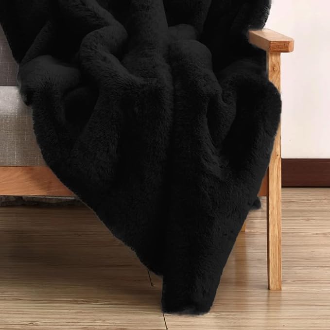 Black Fluffy Rug 5x8 Area Rugs for Bedroom Fuzzy Bunny Washable Fur Rugs for Living Room Teen Room Nursery Rectangle Rug