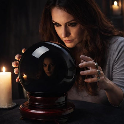 Mina Heal Large Black Obsidian Sphere for Meditation, Feng Shui, Protection, and Crystal Healing – Rare Handcrafted Large Obsidian Crystal Ball (140mm Diameter)