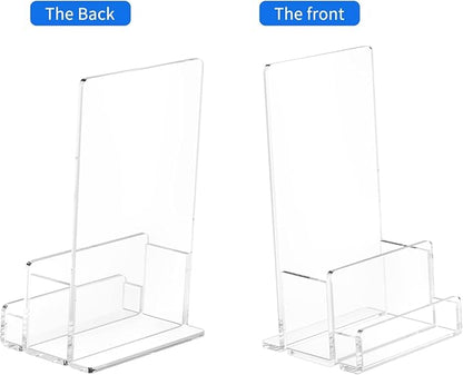NIUBEE 6-Pack Acrylic Brochure Holder 4‘’ , Clear Brochure Display Stand with Acrylic Business Card Holder, Plastic Flyer Display Stand for Magazine, Pamphlet, Booklets, Menu, Journals, Business Card