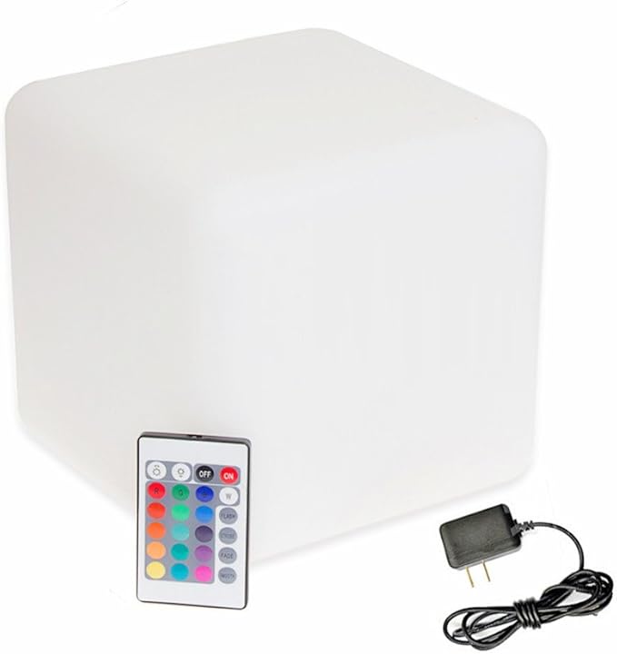 12-Inch LED Rechargeable Decorative Light Cube | Waterproof, Dimmable, Adjustable RGB Color Changing with Remote Control for Indoor Outdoor Decorative Lighting