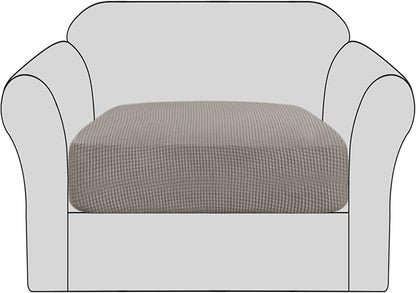 H.VERSAILTEX Stretch Couch Cushion Covers Individual Seat Sofa Chair Slipcovers Cushion Protector Cover Featuring Jacquard Textured Twill Fabric(1 Cushion Chair Cover, Taupe)