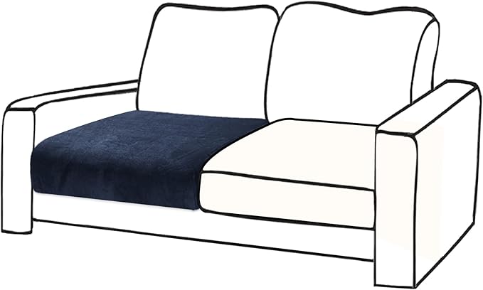 Couch Cushion Cover Velvet 1 Piece Seat Cushion Cover Stretch Armchair Cover Separate Sectional Sofa Slipcovers Furniture Protector (1-Seater or Sofa Backrest, Navy)